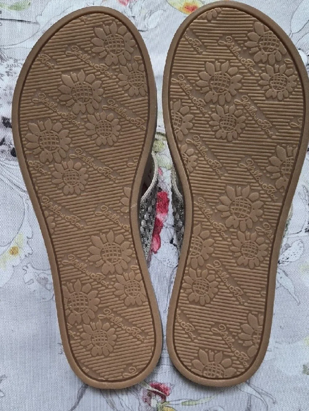 Yellow Box Silver Pearl & Rhinestone Embellished Thong Sandals - Picture 2 of 4